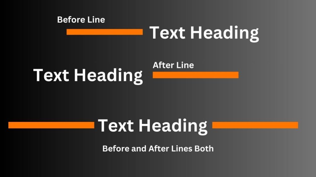 Before and after lines examples text in Elementor